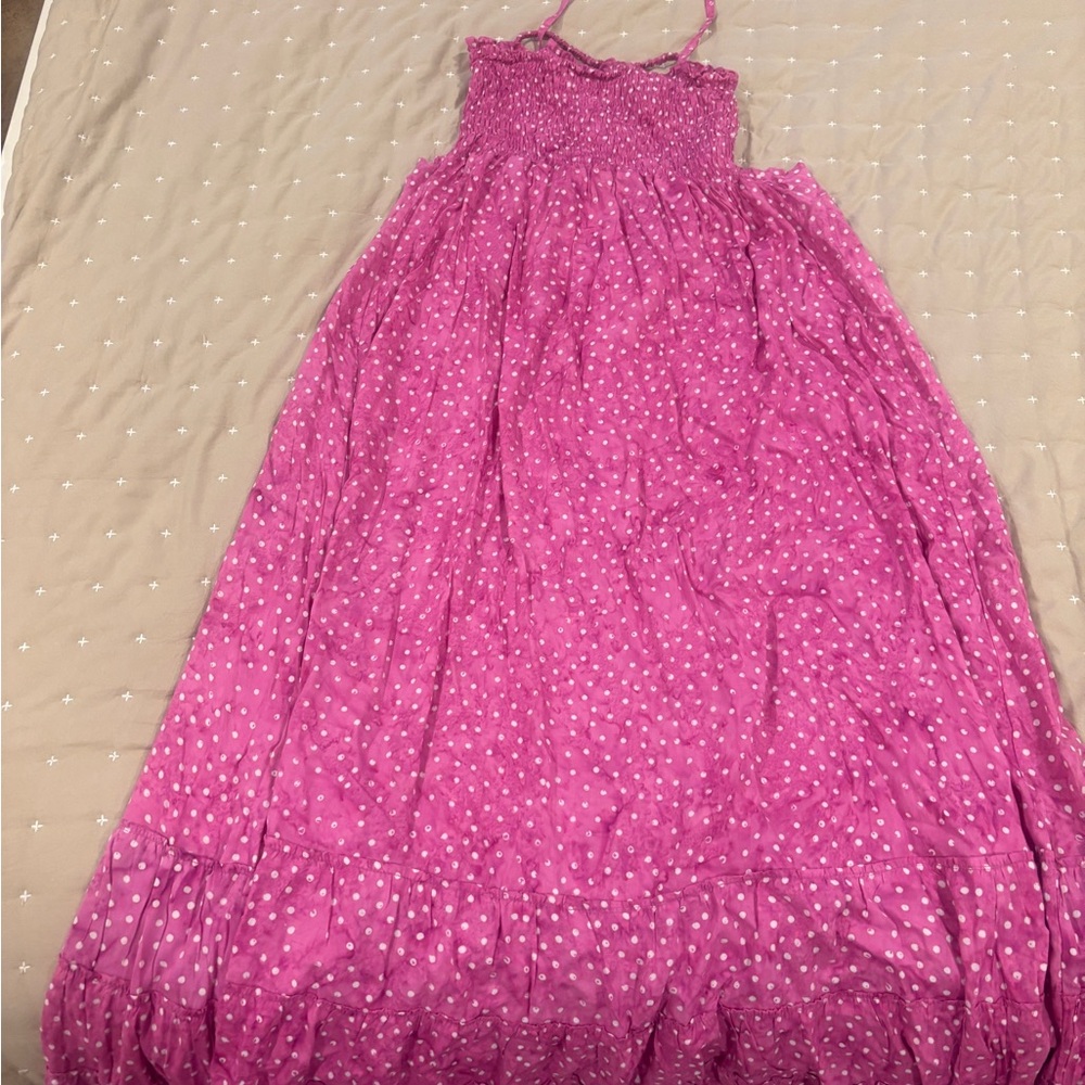 Tiare Hawaii Fuchsia and White Polka Dot Dress
